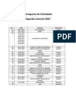 Cronograma Actividades Segundo Semestre 2023