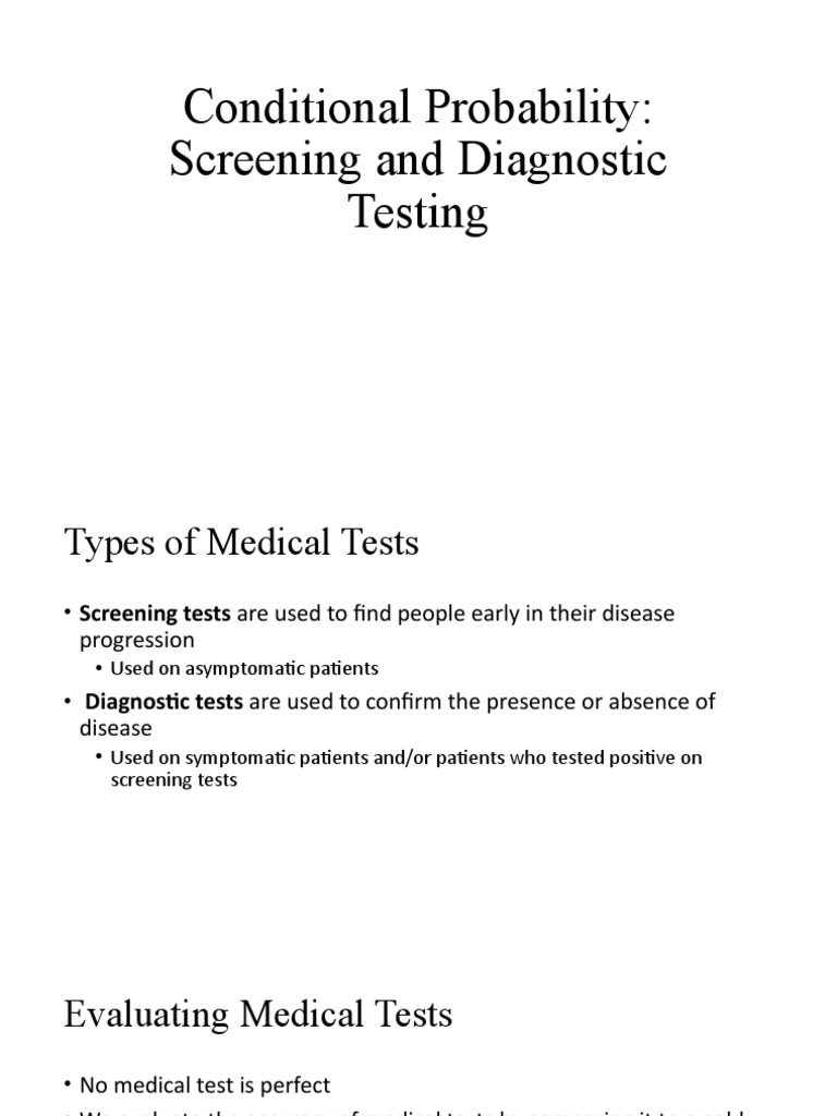 Understanding Medical Test Accuracy | PDF | Sensitivity And Specificity ...