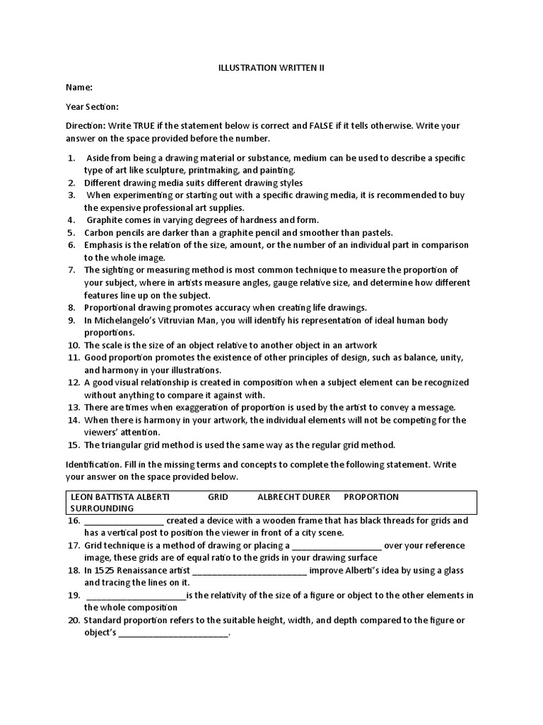 Illustration Written Test Pdf Drawing Composition Visual Arts