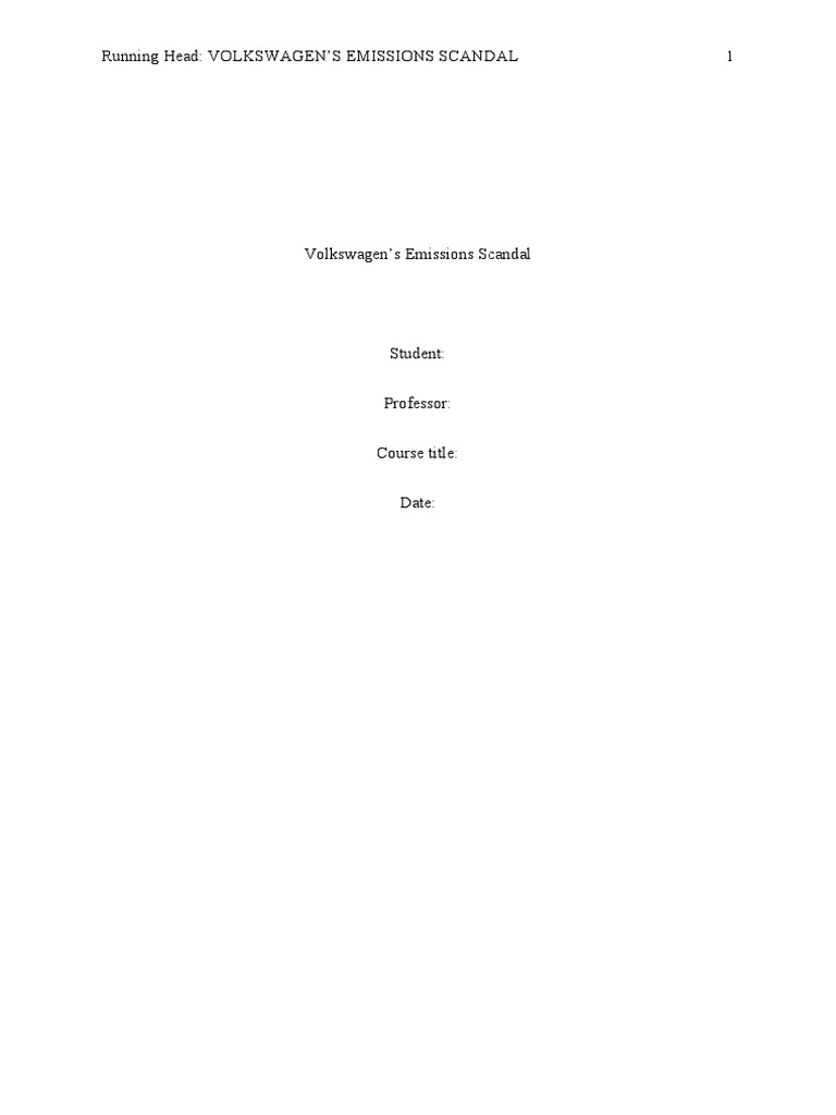 Volkswagen's Emissions Scandal | PDF | Volkswagen Group | Volkswagen