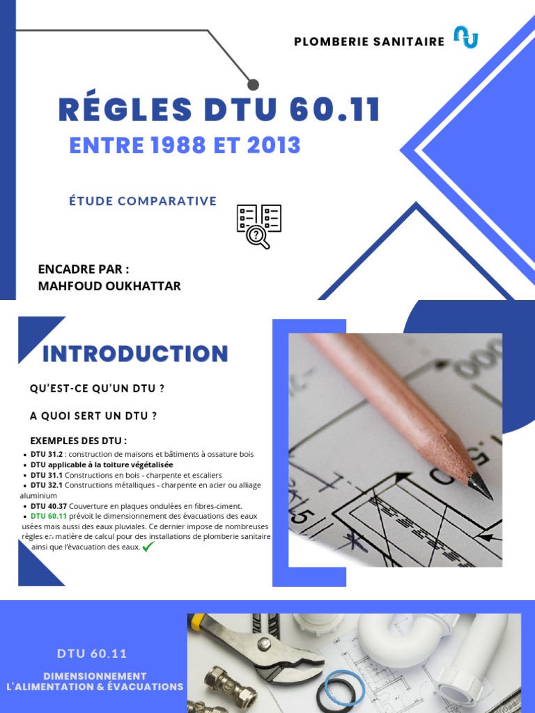 Règles DTU 60.11 en Plomberie Sanitaire | PDF | Plomberie | Génie du ...
