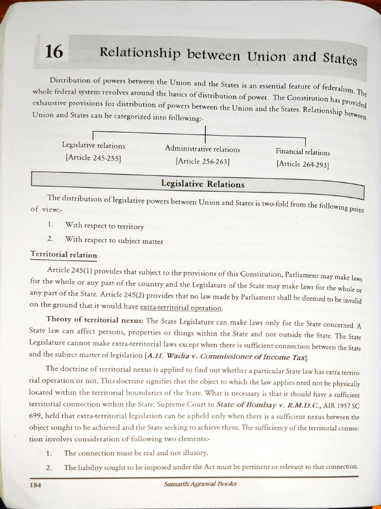 Union-State Legislative Relations in India | PDF | Government ...