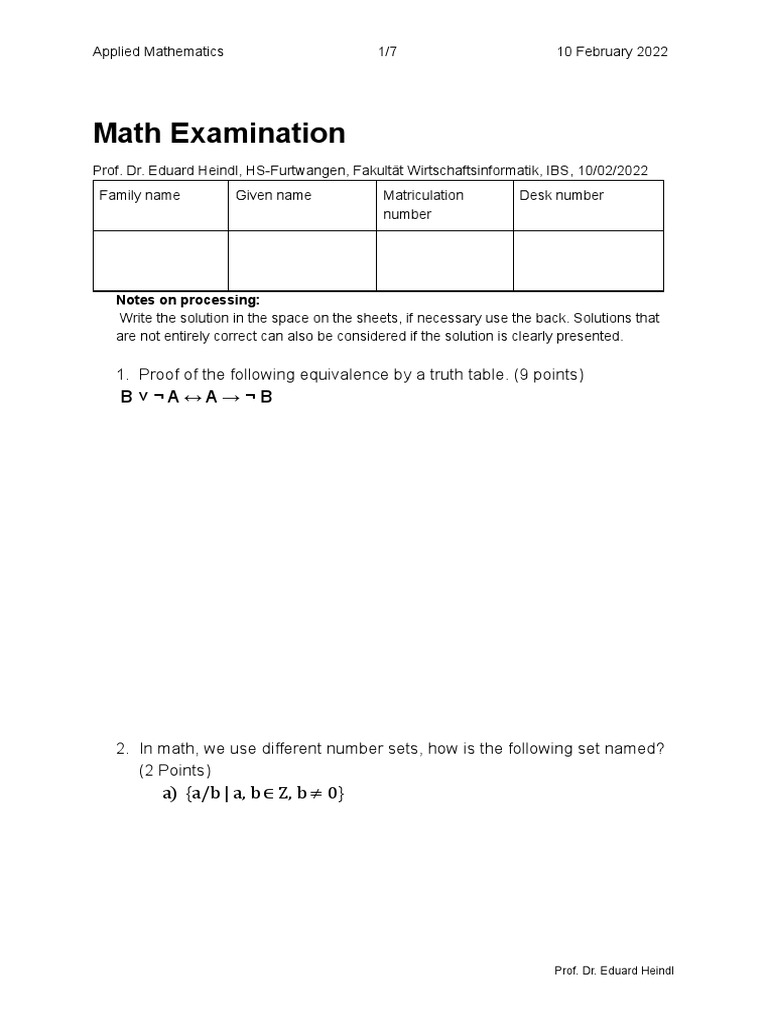 Mathe Exam K 2021ws | PDF | Mathematics | Interest
