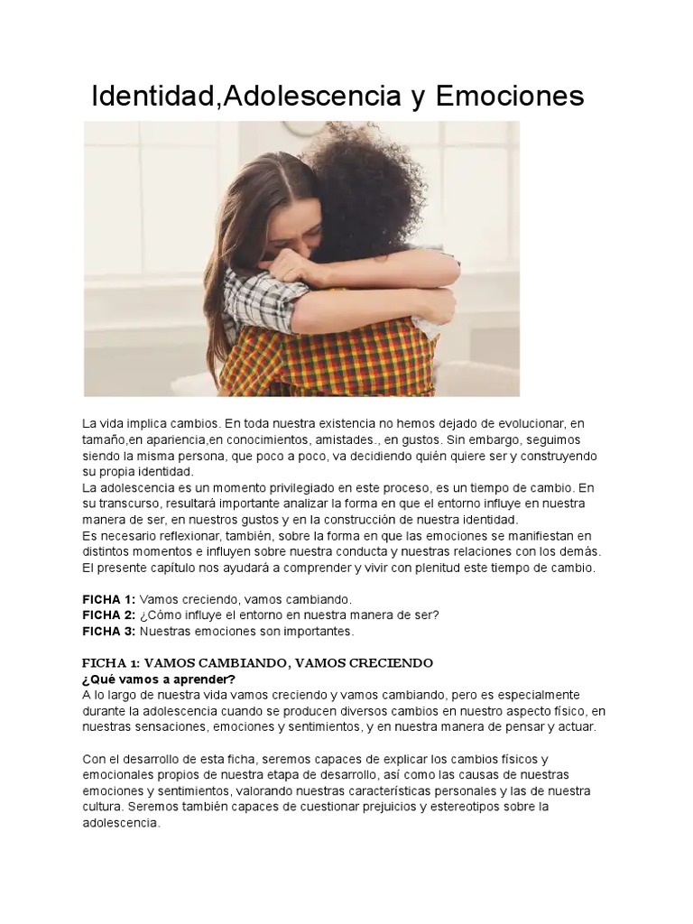 Identidad y emociones en la adolescencia | PDF | Las emociones ...