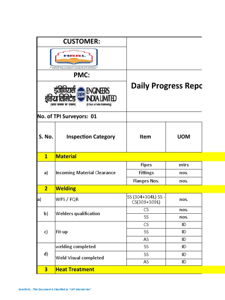 Piping Fabrication Progress Report | PDF | Pipe (Fluid Conveyance ...