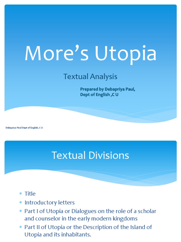 Utopia Analysis PDF Utopia (Book) Utopia