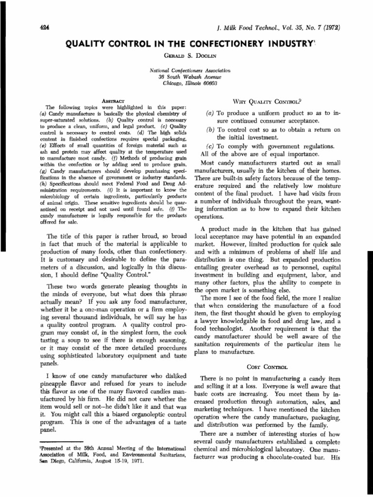 Quality Control in Confectionery Production | PDF | Chocolate ...