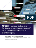 MF0977 - Lengua Extranjera Profesional para La Administraciã N en La Relaciã N Laboral Con El Cliente (InglÃ©s)