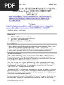 Introduction To Information Systems 6th Edition Rainer Prince Solution Manual