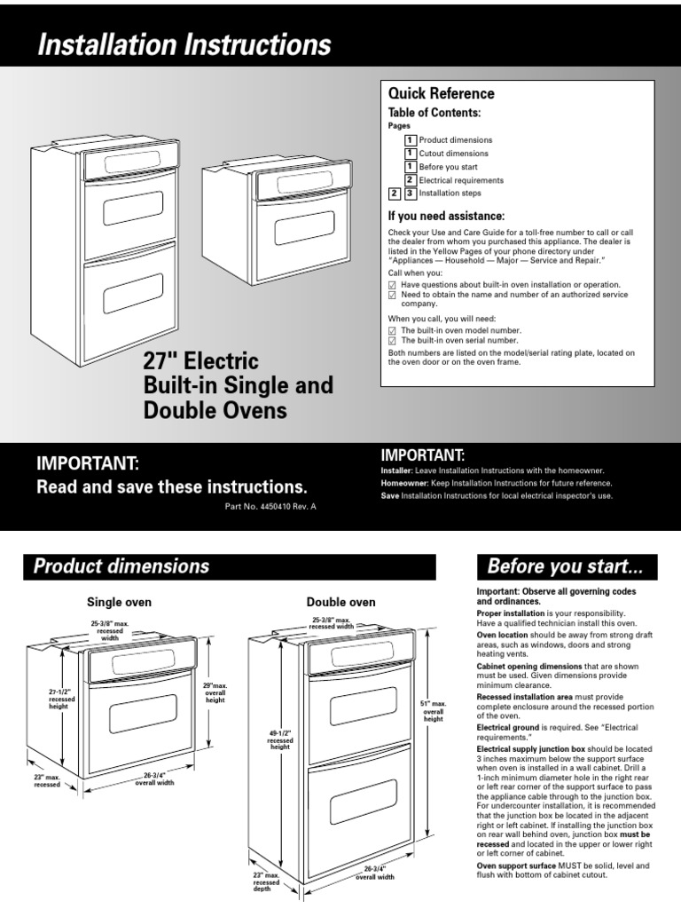 Installation Instructions 4450410 Horno Whirpool PDF Electrical