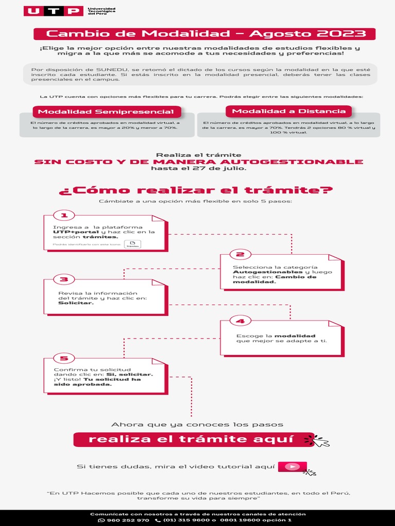Cambio de Modalidad en UTP 2023 | PDF
