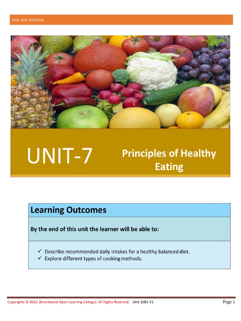V1 Principles of Healthy Eating | PDF