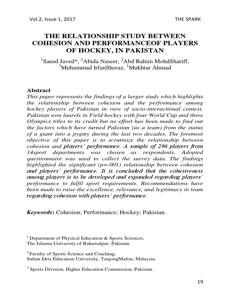 Cohesion's Impact on Hockey Performance | PDF | Survey Methodology ...