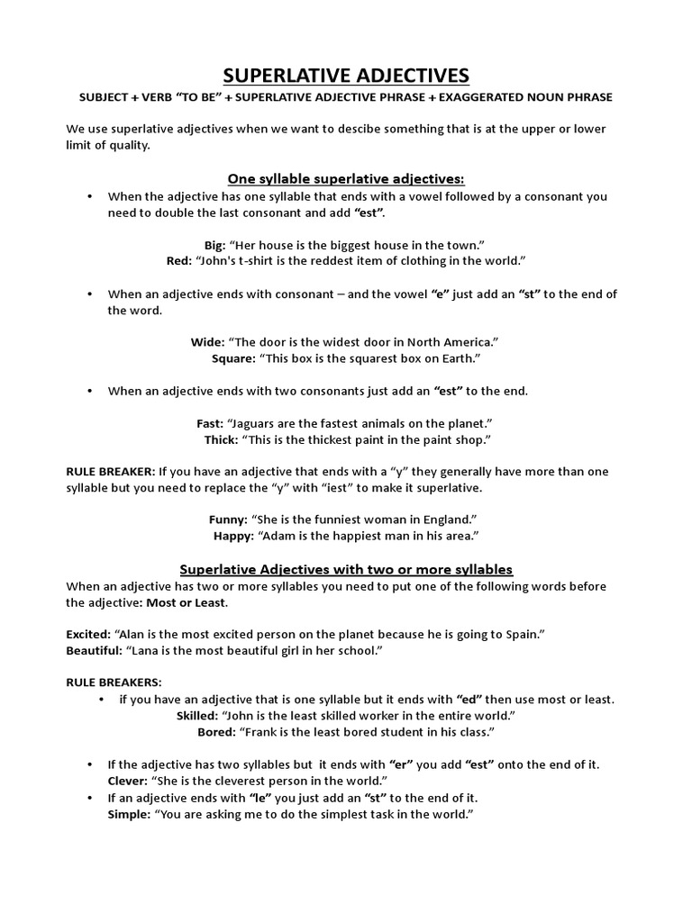 Superlative Adjectives PDF