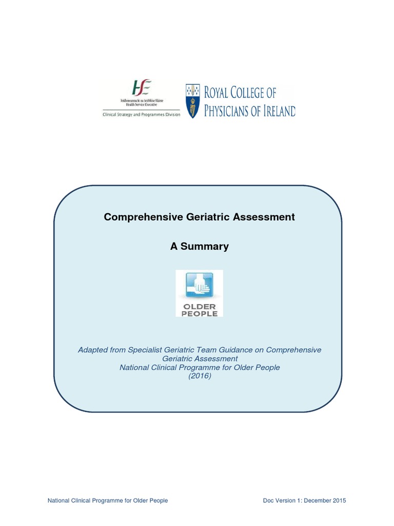 Comprehensive Geriatric Assessment A Summary (Article) Author Hamilton ...
