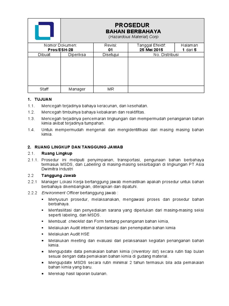 SOP 47 Bahan Berbahaya (Hazardous Material) Rev 0 Coorp.1 PDF