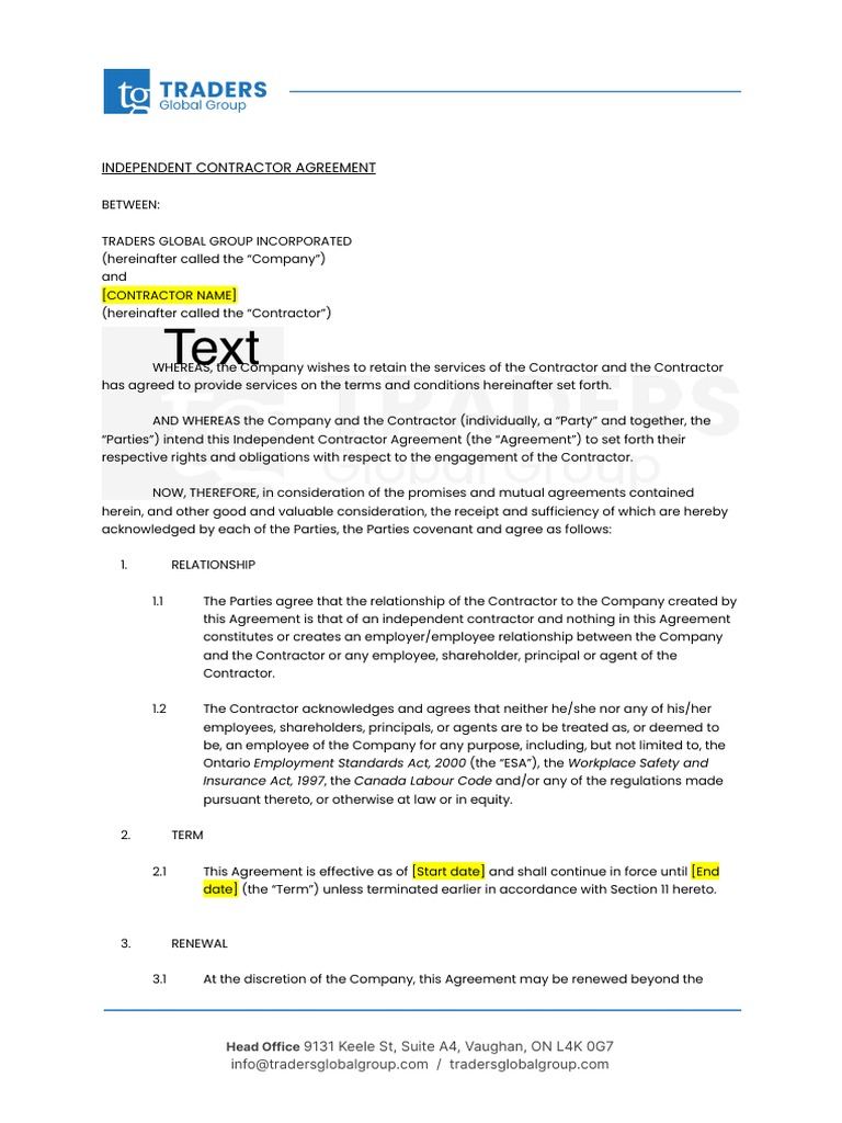 IC Agreement - Accelerated (Canada Based Traders Only) | PDF ...