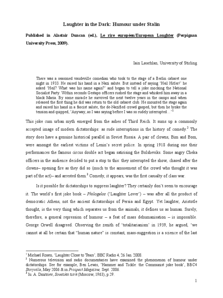 Humor and Repression in Stalin's Russia | PDF | Joseph Stalin | Jokes