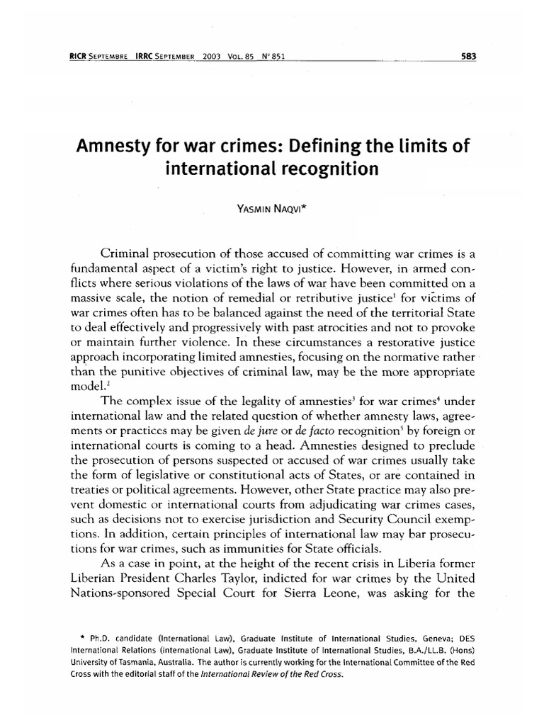 Amnesty for war crimes pdf international criminal court geneva