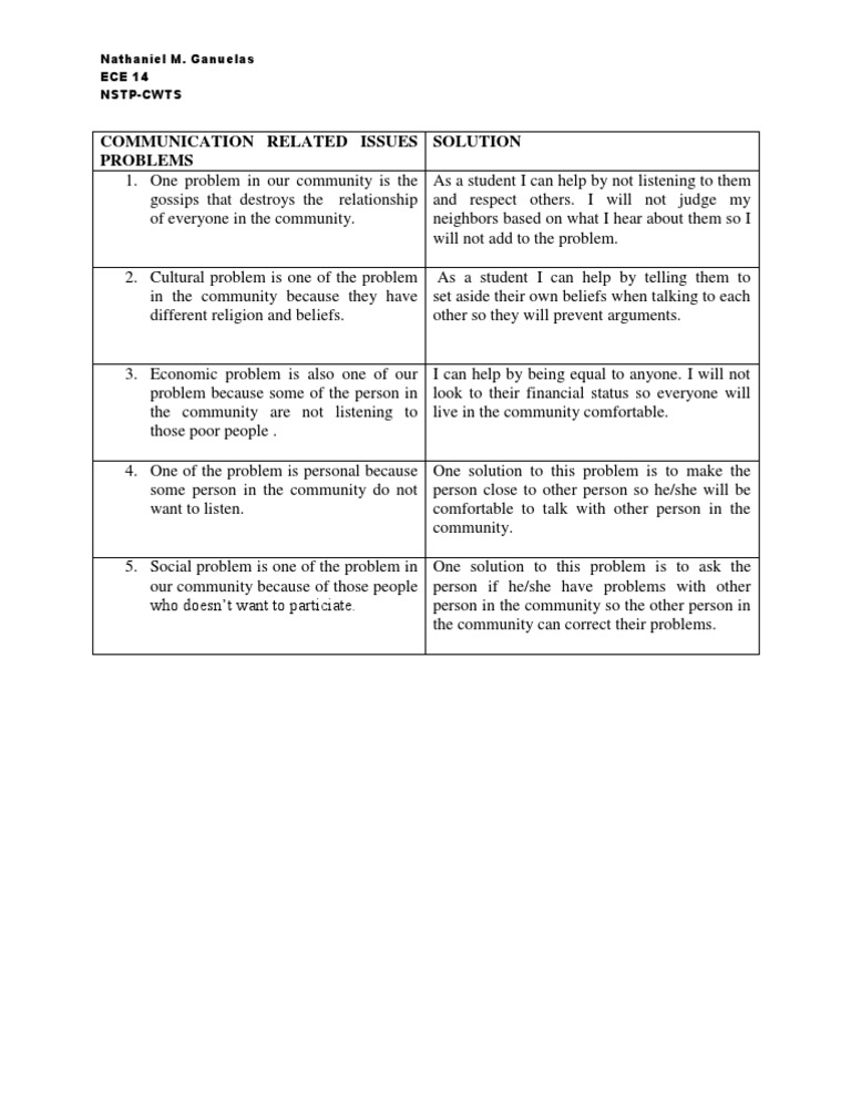 Community Issues and Solutions Explained | PDF