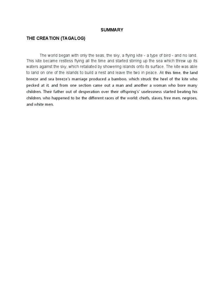 The Creation (Tagalog) | PDF