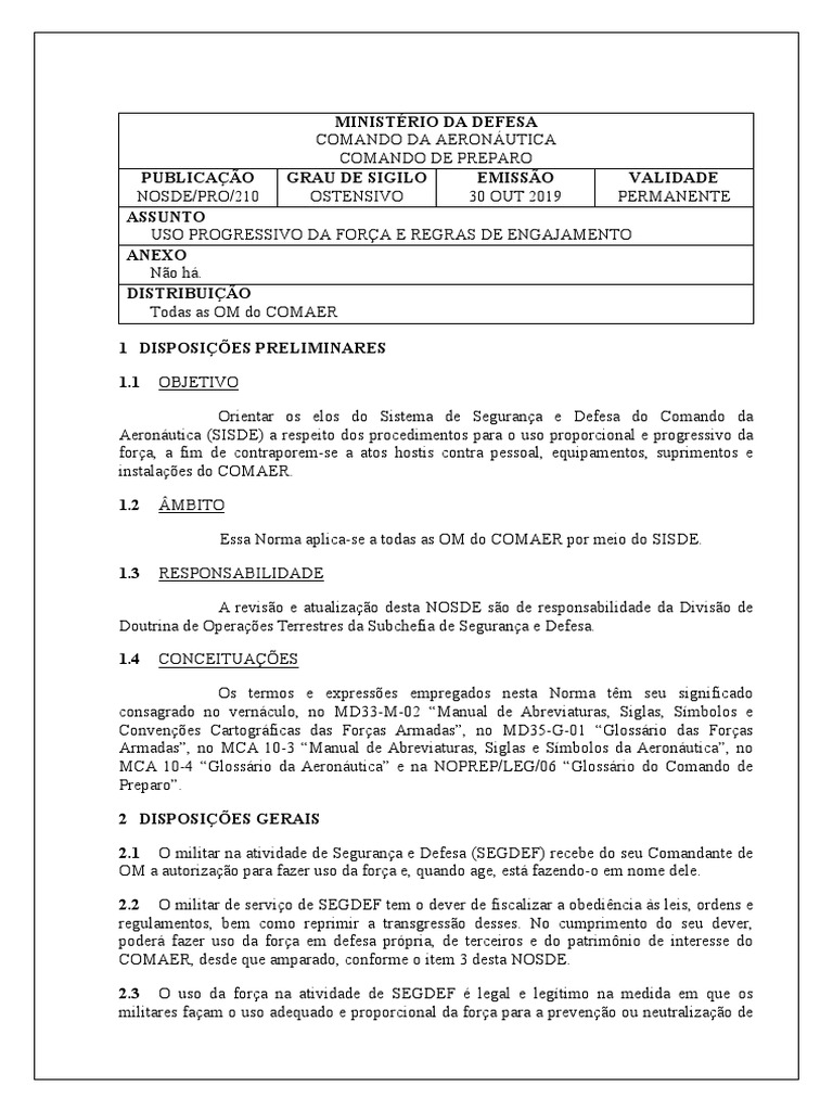 Nosde pro 210 uso progressivo da for a e regras de engajamento pdf