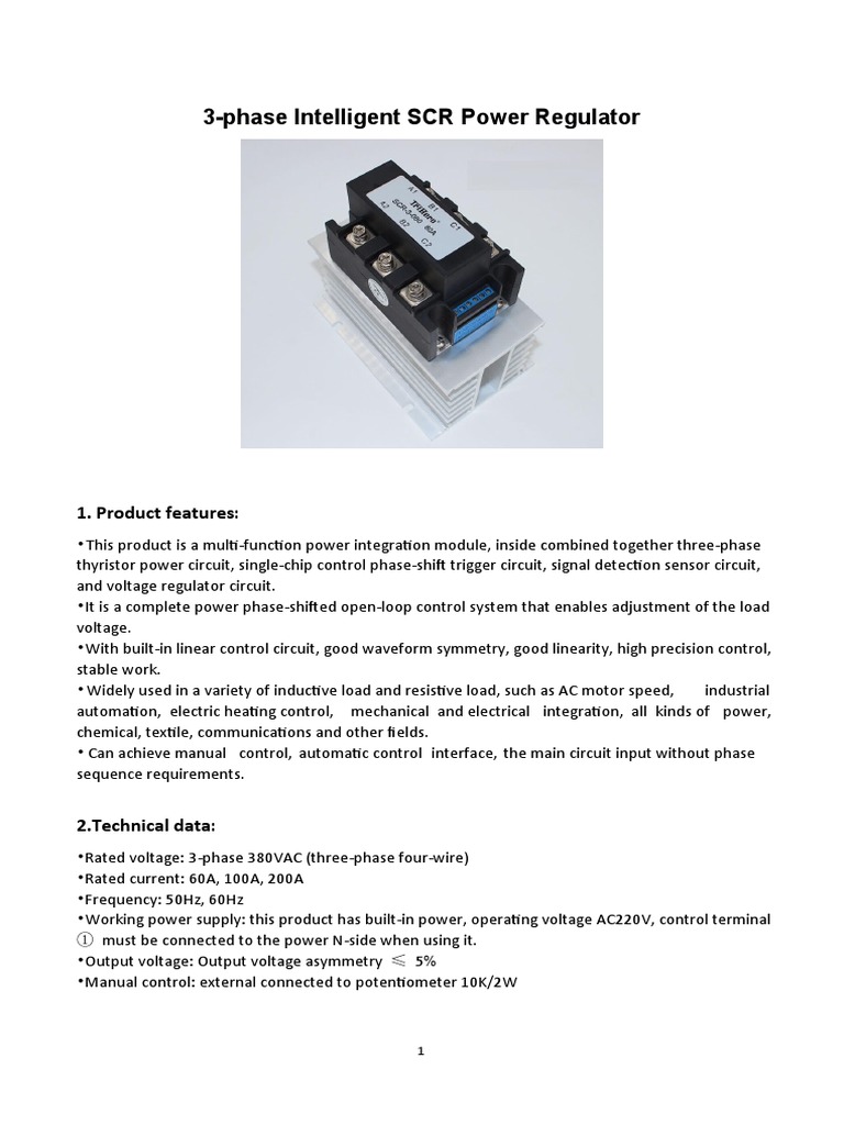 3-Phase SCR Power Regulator Overview | PDF | Power Supply | Electronic ...
