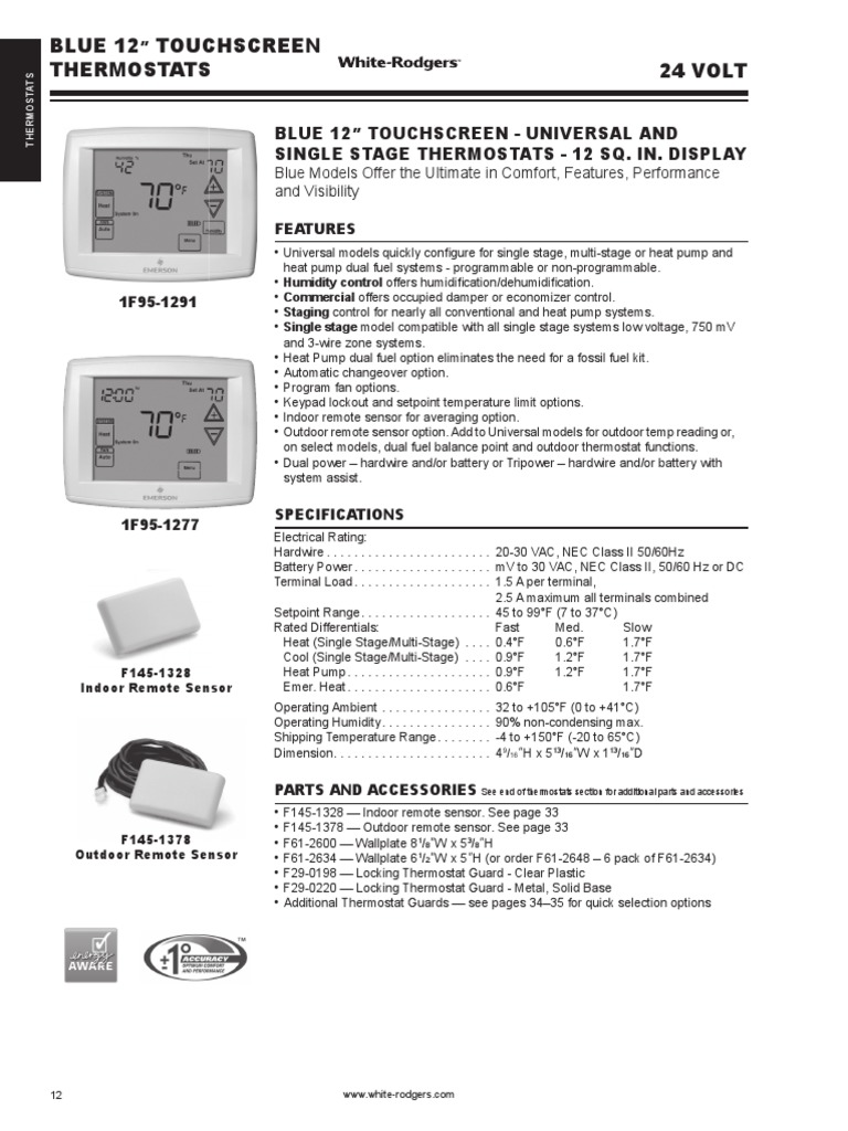 Blue 12 Touchscreen Thermostats Catalog en Us 4281588 PDF