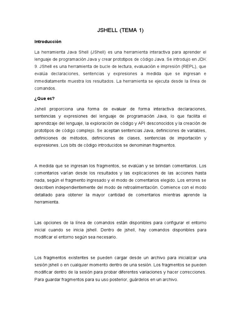 Guía Completa de JShell en Java | PDF | Java (lenguaje de programación ...