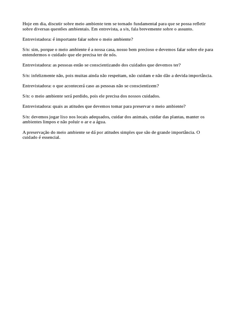 Entrevista Meio Ambiente | PDF
