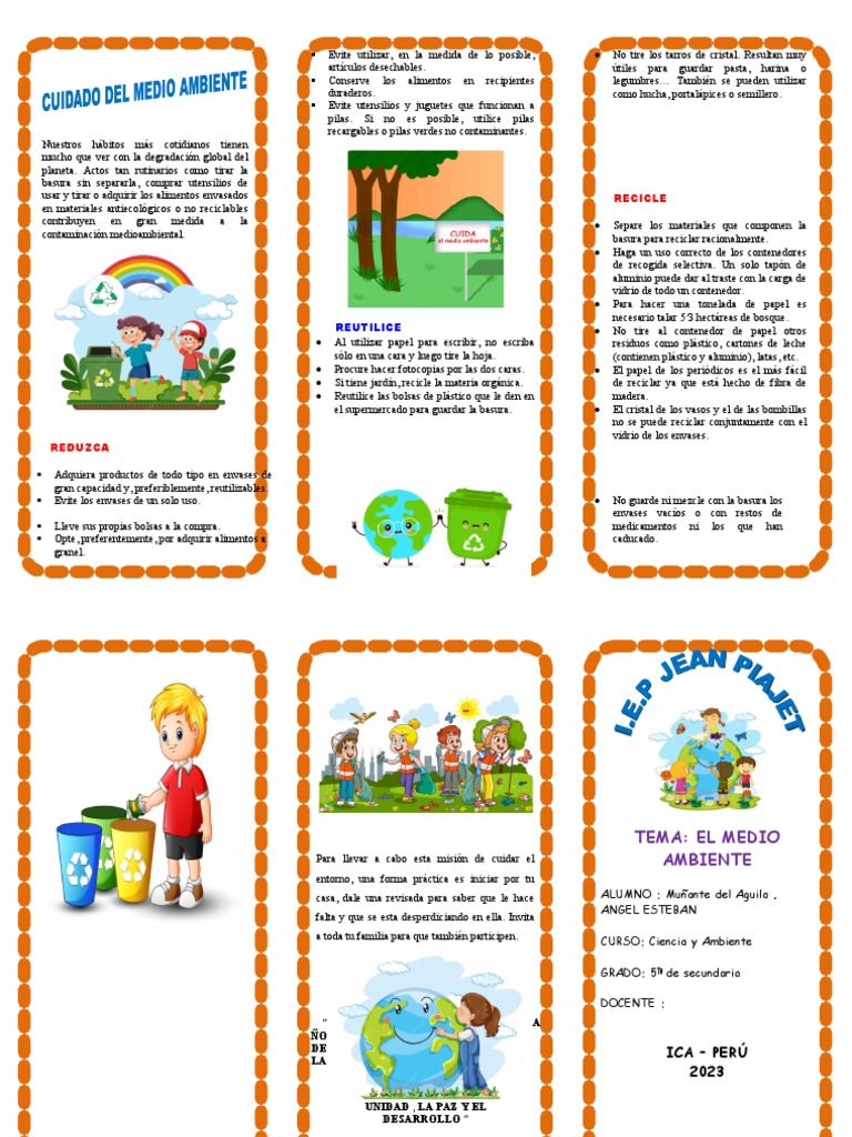 triptico del medio ambiente B | PDF | Residuos | Naturaleza
