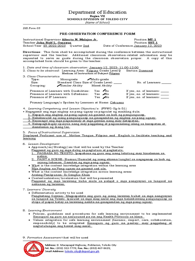 Uncw Dis Form For Share