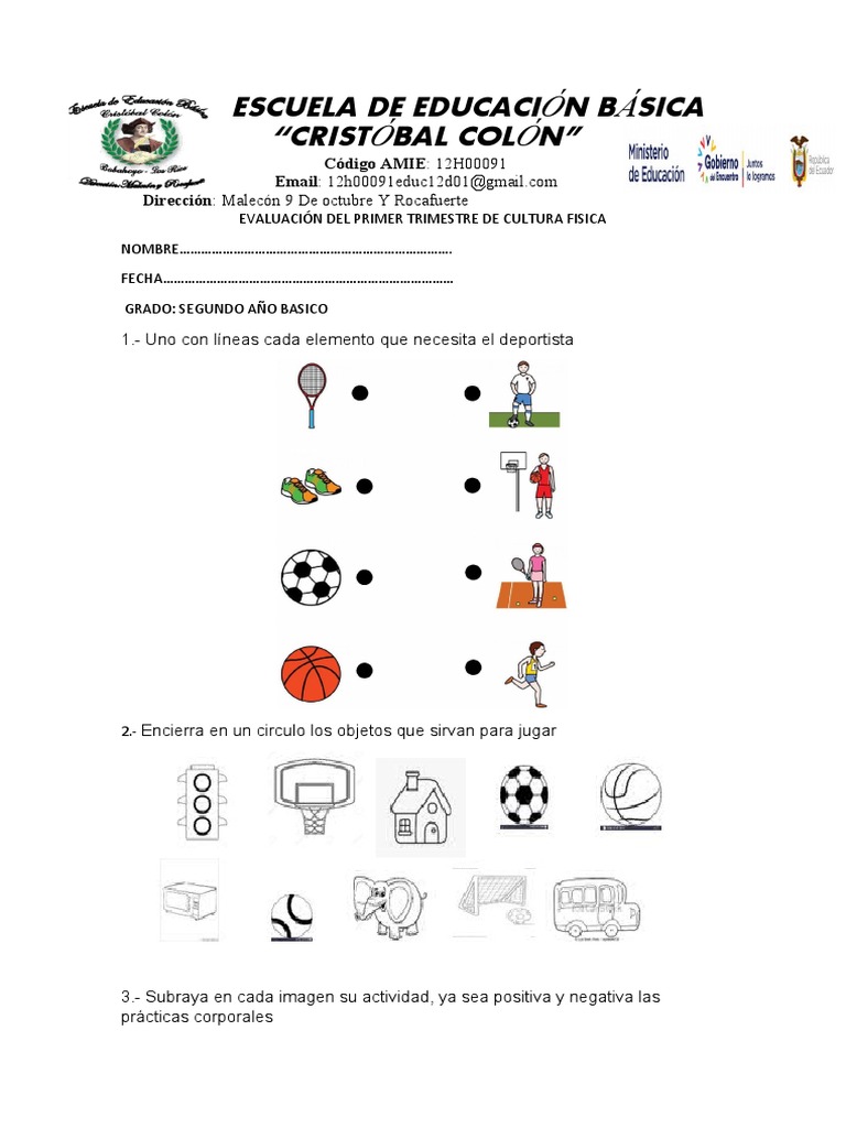 Evaluación de Educación Física Primaria | PDF | Deportes y actividades ...