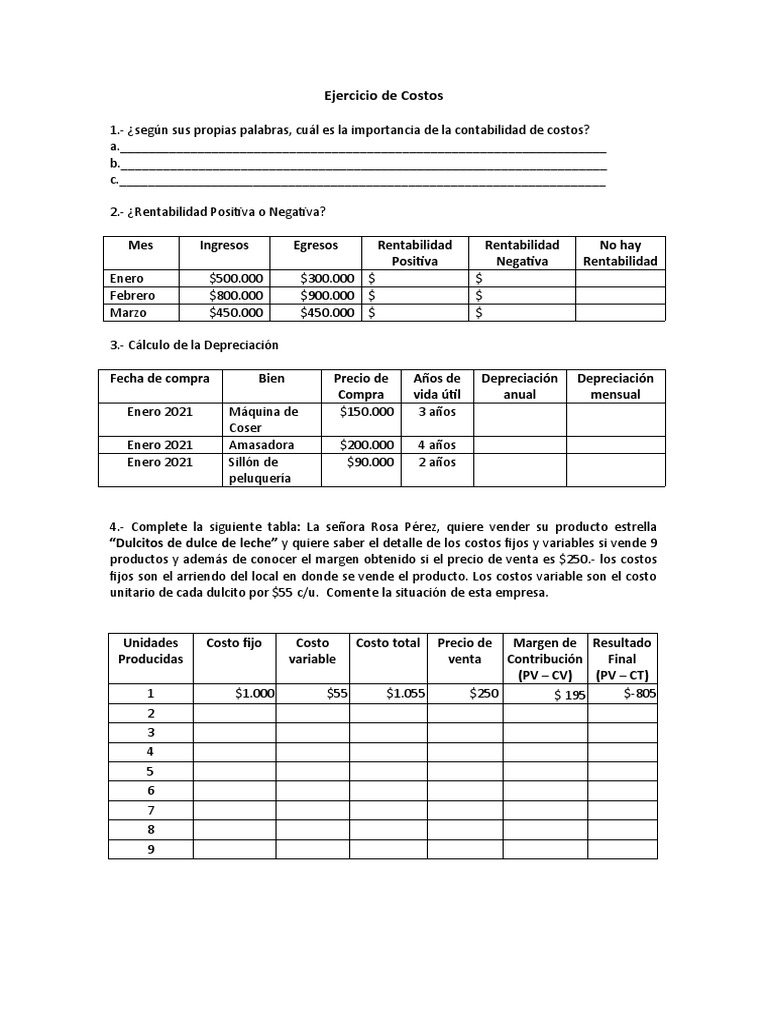 Ejercicios 2 Costos | PDF | Contabilidad de gestión | Estado de resultados