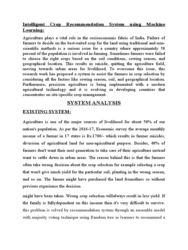 AI Crop Recommendation System for Farmers | PDF | Machine Learning ...