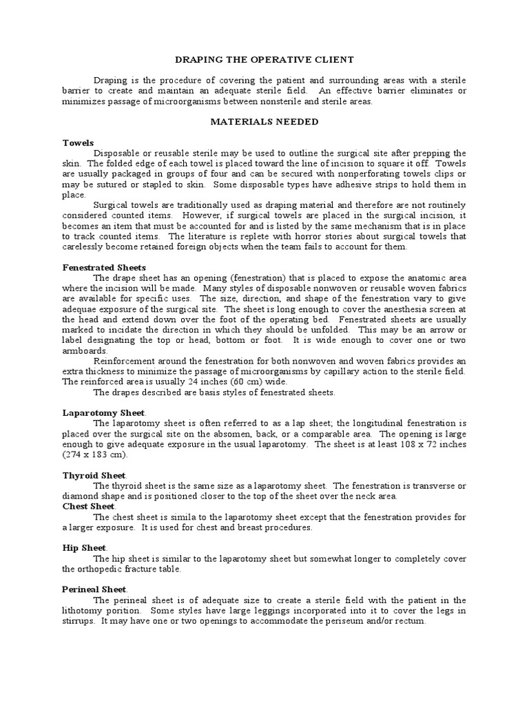 Draping The Operative Client | PDF | Surgery | Arm