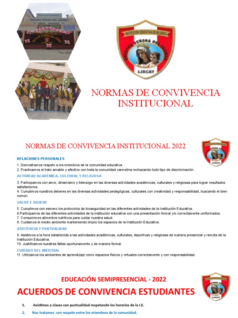 Normas de Convivencia Institucional 2022 | PDF | Modificación de ...