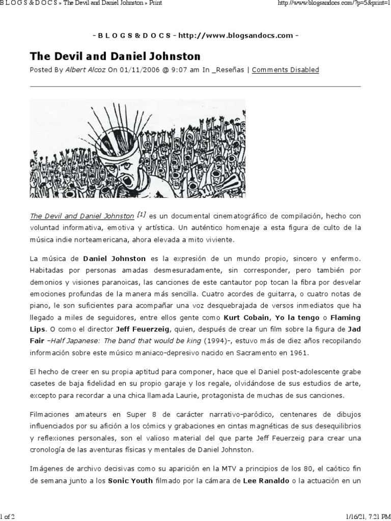 The Devil and Daniel Johnston de Jeff F | PDF