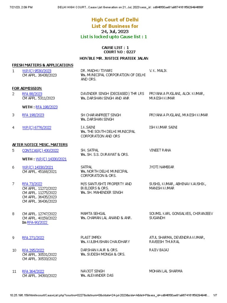 Justice Case Status Kolkata High Court Cause List Madurai Bench