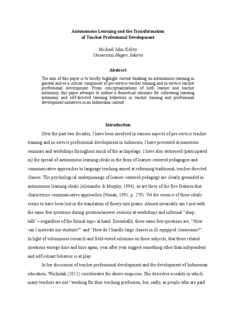 Defining Autonomous Learning in Education | PDF | Autonomy | Motivational