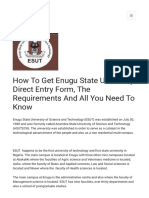 How To Get Enugu State University Direct Entry Form, The Requirements and All You Need To Know