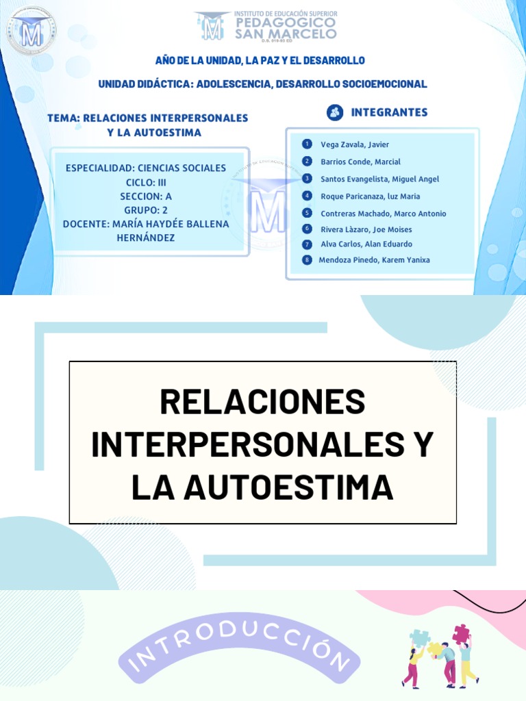 Relaciones Interpersonales y Autoestima - Grupo 02 | PDF | Autoestima ...