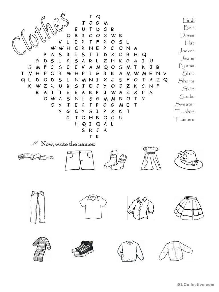 Clothes Wordsearch | PDF