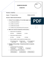 Examen de Religión 1 Grado-Ii Bimestre