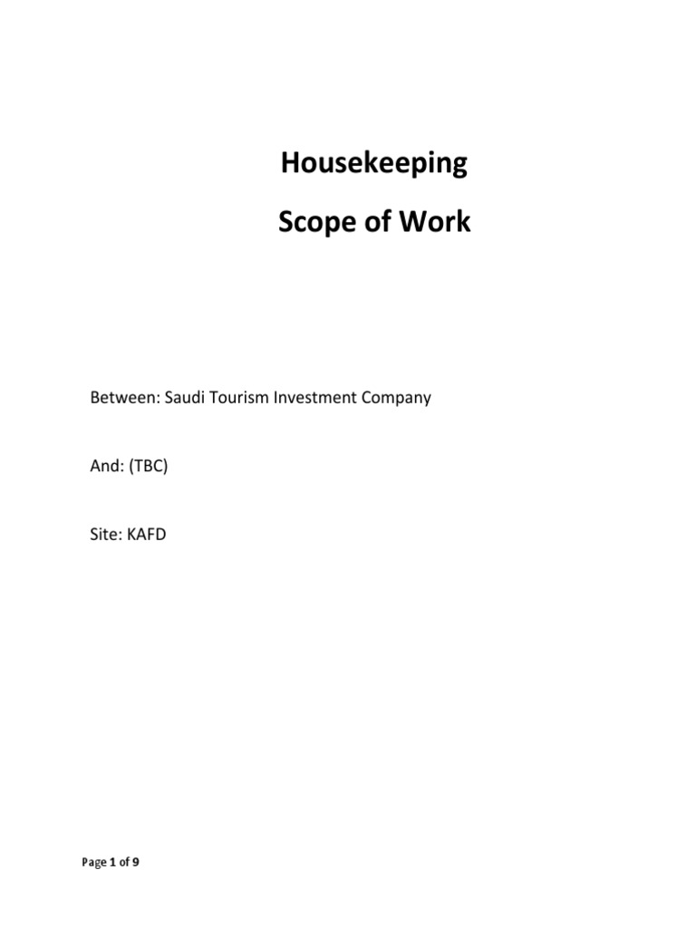 Housekeeping Scope of Work for KAFD | PDF | Vacuum Cleaner | Bathroom