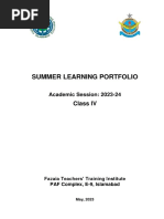 Class IV - Summer Learning Portfolio - 23-24-1