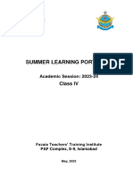 Class IV - Summer Learning Portfolio - 23-24-1