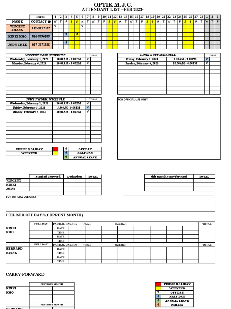 Attendant List | PDF | Observances