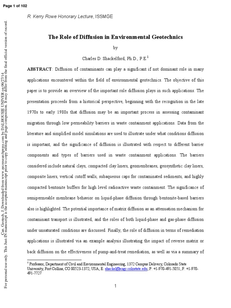 0 Shackelford 2014 The Role of Diffusion in Environmental Geotechnics ...
