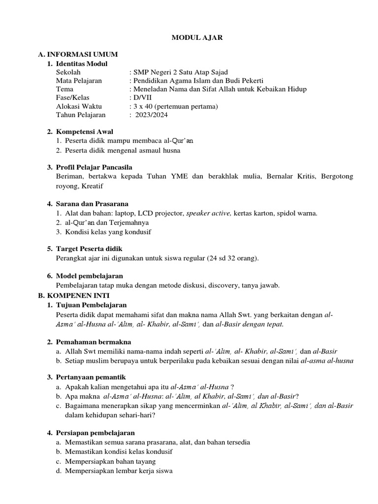 Modul Ajar RPP 1 | PDF | Karier & Perkembangan